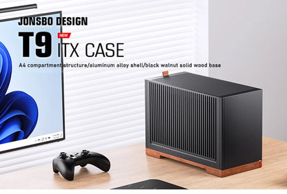 Jonsbo T9 Aluminum Alloy ITX Chassis Computer Desktop Host Shell Type-C 11L Small PC Case With PCIE 4.0 GPU Adapter Cable.