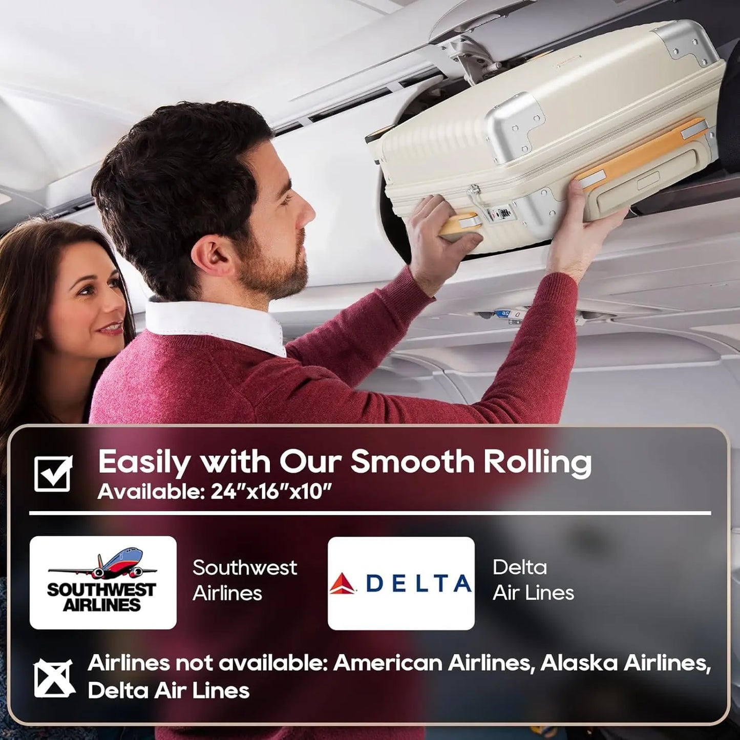 20-Zoll-Handgepäckkoffer, langlebig, leicht, TSA-Schloss, Spinner Wheels.