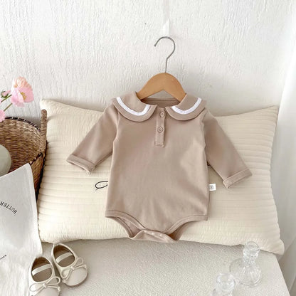 2025, Herbst und Winter, neu für Kinder, Babys, Jungen und Mädchen, Peter-Pan-Kragen-Outfits, Kleinkinder-Overalls, Samt-Bodys, warm halten