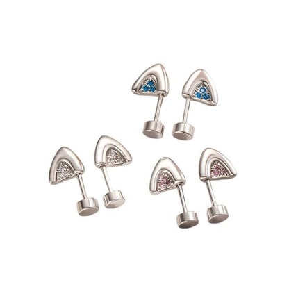 Silver Color Cat's Ear Droplet Shaped Zircon Stainless Steel Ear Bone Nail Earring for Women New Trendy Body Piercing Accessorie.