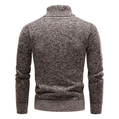 Autumn Winter Fleece Sweater Men Thicker Turtleneck Warm Pullover Slim Fit Man Clothes Luxury Brand Black Brown Jumpers Elastic.