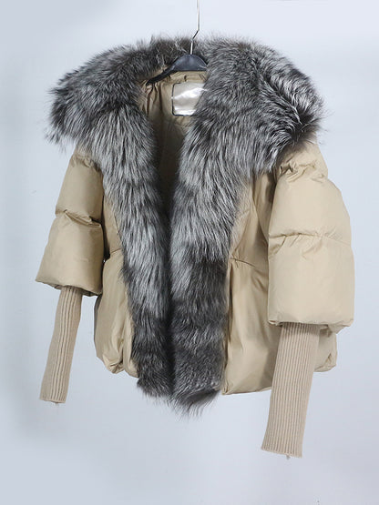 Lose Natürliche Echt Fox Pelz Kragen Mantel Dicke Neue Europäische Mode Weiße Ente Unten Jacke Winter Frauen Warme Luxus Oberbekleidung