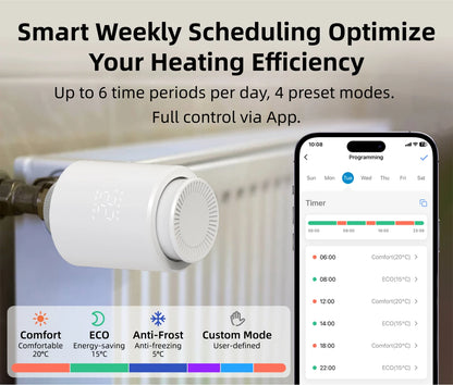 EZAIOT Smart Tuya Wifi/ZigBee3.0 Radiator Actuator TRV Programmable Thermostatic App Remote Temperature Controller Alexa Google.