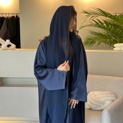 Ramadan Satin Open Kimono Abaya Dubai Luxury 2025 Muslim Kaftan Dress Abayas Women Islam Clothing Robe Femme Musulmane Kebaya.
