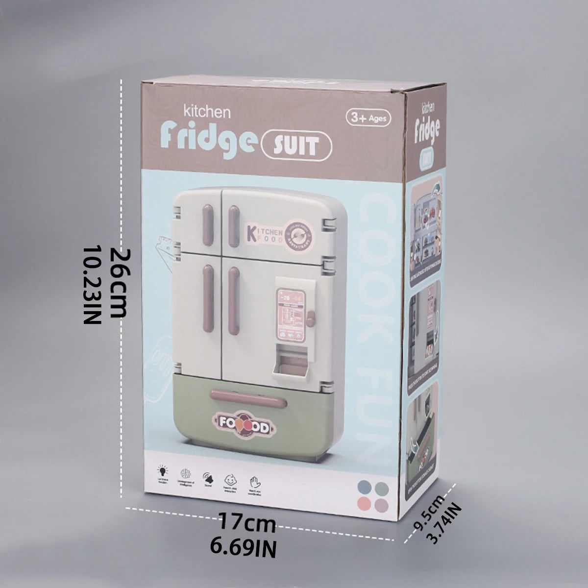 Cute Simulation Microfilm Furniture Double Door Refrigerator 1:12 Dollhouse Kitchen Model Decorations For Girl Birthday Gifts.
