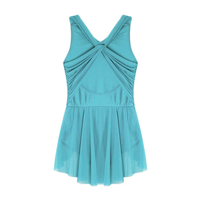 Kinder Mädchen Ärmellose Ausschnitt Strass Eiskunstlauf Trikot Kleid Lyrical Dance Gymnastik Akrobatik Leistung Kostüm.