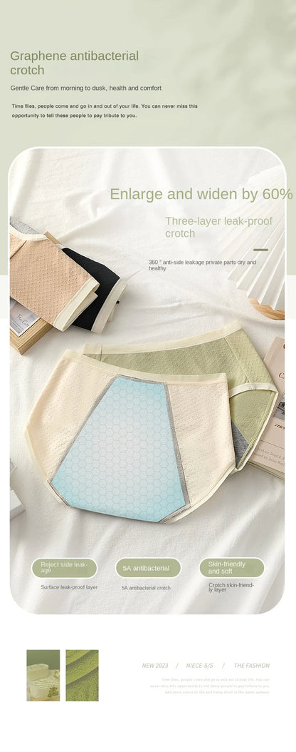 Physiological Period Leak Proof Menstrual Panties Breathable Seamless Soft Fabric Women Underwear Breifs Mesh Sanitary Pants XL.