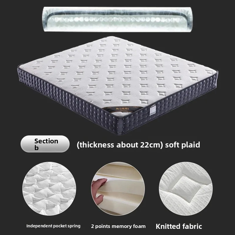 Komprimierte Rollmatratze, 200 * 100 * 20/22 cm Federgedächtnis-Baumwollmatratze, unabhängige Tasche