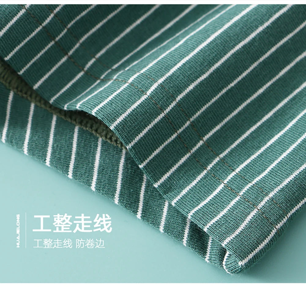 3PCS/Pack 100% Cotton Soft Panties Woman Trendy Striped Female Underwear Summer Breathable High Elastic Mid-rise Waist Boyshort.