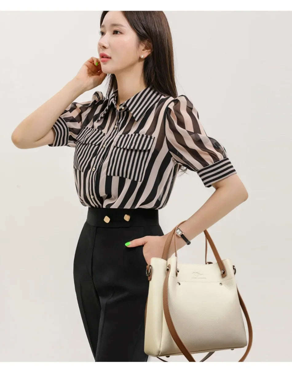 Genuine High Quality Leather Shoulder Crossbody Bags for Women Luxury Handbags Women Bag Large Capacity Soft Tote Messenger Bag.