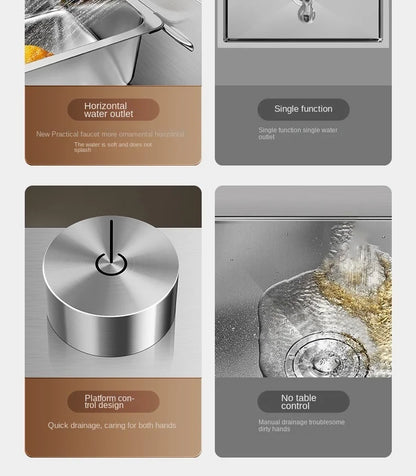 304 Stainless Steel Sink Waterfall Large Single Slot Kitchen Sink Vegetable Sink Stainless Steel Sink Household Sink