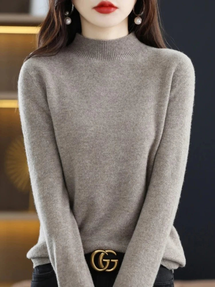 2025 Women's Casual Knit Tops Half-neck Pullover In Autumn And Winter New Cashmere Sweater Women's Coat 19 Colors.