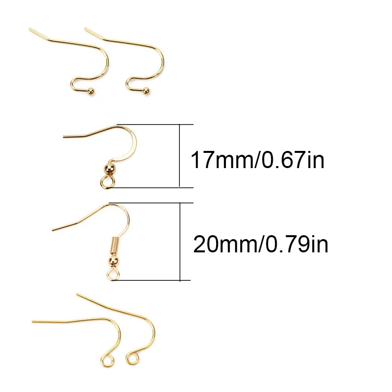 50pcs Never Fade PVD Stainless Steel Earrings Hooks Clasp Bulk Anti Allergy Earring Making Earing Wires For Diy Jewelry Findings.