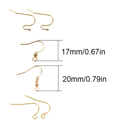 50pcs Never Fade PVD Stainless Steel Earrings Hooks Clasp Bulk Anti Allergy Earring Making Earing Wires For Diy Jewelry Findings.
