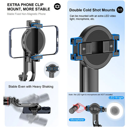 Magnetic Selfie Stick for iPhone Phone Camera 51" Extendable Magsafe Tripod Selfie Stick with Remote for Travel Vlog Videos.