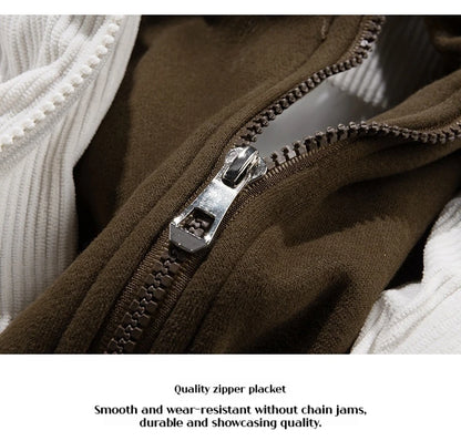 Japanese and Korean Winter Men's Thick Hooded Cotton Jacket Short Corduroy Cotton Jacket Trendy Warm Cotton Jacket Versatile.
