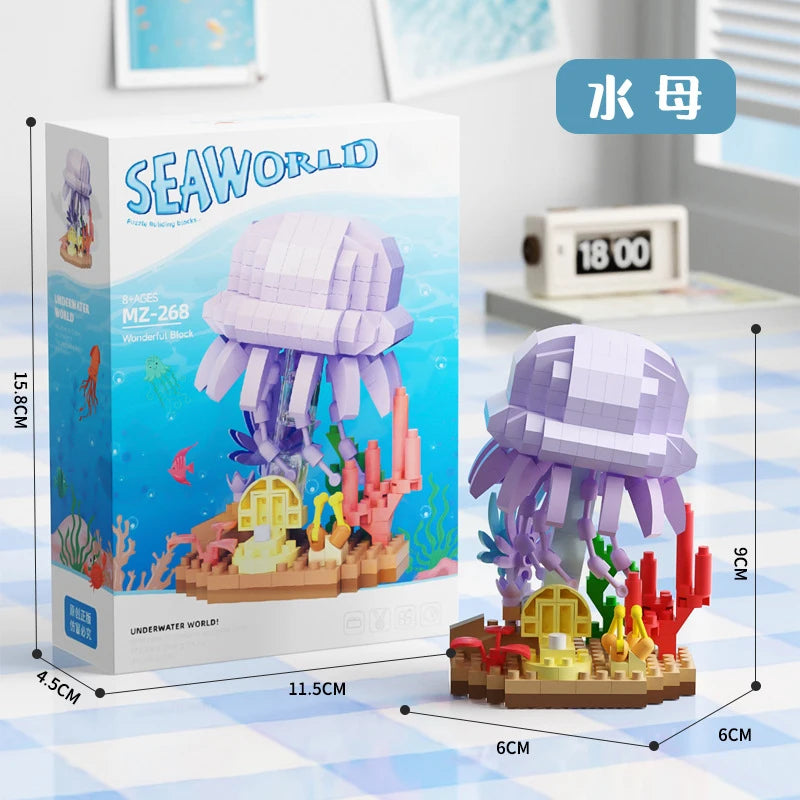 Marine Animals Micro Particle Building Blocks Toys for Children 6 to 10 Years Animal Diy Assembled Toys Puzzle Games Child Gifts