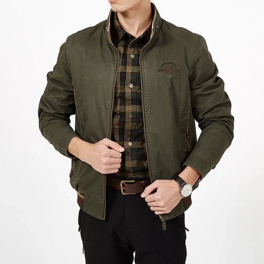 DIMUSI Autumn Men's Double-sided Military Jacket Casual Man Cotton Business Coats Fashion Men Multi-pocket Jackets Clothing 8XL.