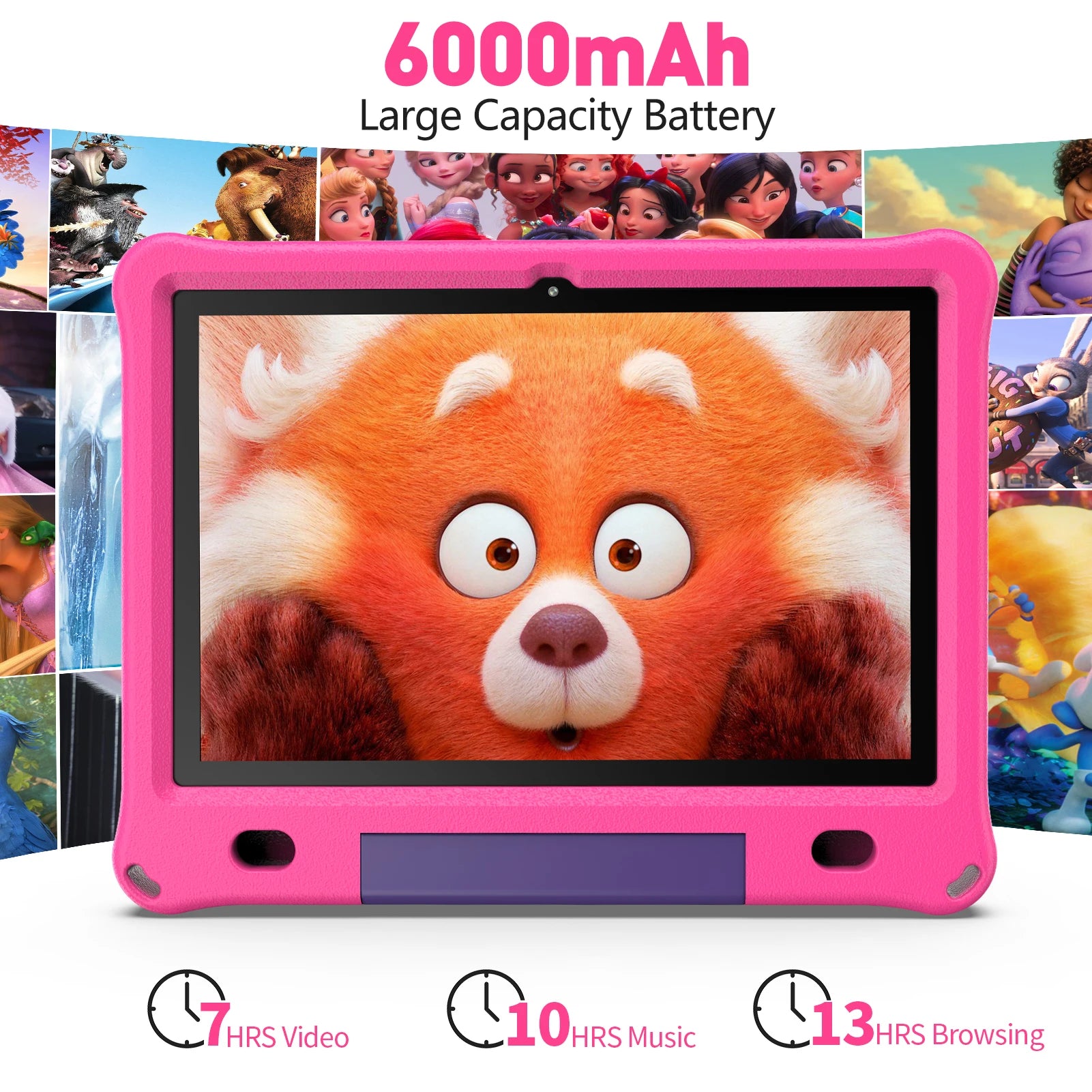 Pritom 10.1 Inch Kids Tablet Android 12 WIFI 6 Quad Core Processor 3GB RAM 64GB ROM YouTube with EVA Protective Case.