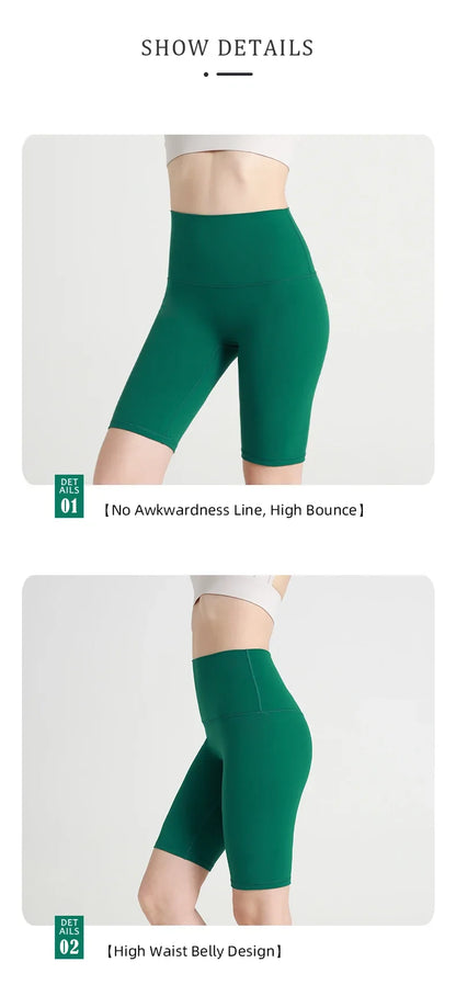 2024 High-Waisted Buttock Lifting Yoga Shorts Summer Seamless Yoga Legging Shorts Outer Wear Tight Cycling Athletic Gym Shorts.