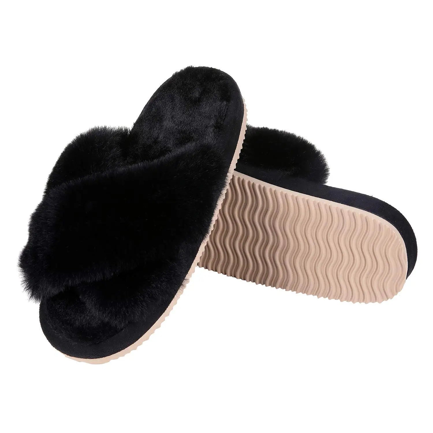 Litfun Fashion Fur Slippers For Women Winter Soft Bottom Cozy Fur Flip Flops Female Indoor Home Fluffy Short Plush Fuzzy Slides.