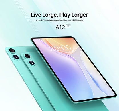 Odea A12 Android 14 Tablet, T606 8-core, 4GB+8GB RAM 128GB ROM, 12 inch 2000x1200 Display, 8000mAh, Widevine L1, 13MP Camera.