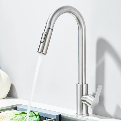 Pull Out Kitchen Faucet 360 Rotate Shower/Stream Sprayer Head Mixer Hot and Cold Water Tap Deck Mounted