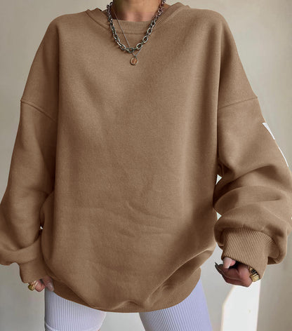 Combhasaki Damen Y2K Grunge Lose Pullover Sweatshirts Brief Drucken Lässige Verdickte Langarm Tops Herbst Hoodie Streetwear