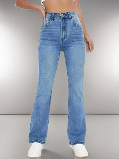 Spring 2025 Women's High Waist Straight Leg Light Blue Jeans Slimming Versatile Denim Pants Fashionable Casual Trousers.