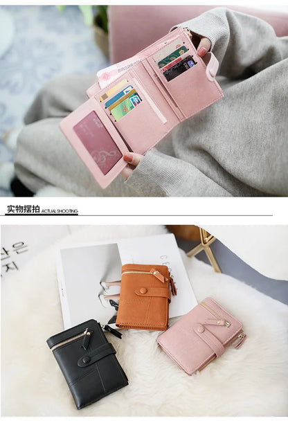 Personalized Name Women’s Short Wallet -Customize Name Multifunctional Solid Color Stitching Buckle，Multi-Card Slot Coin Purse.