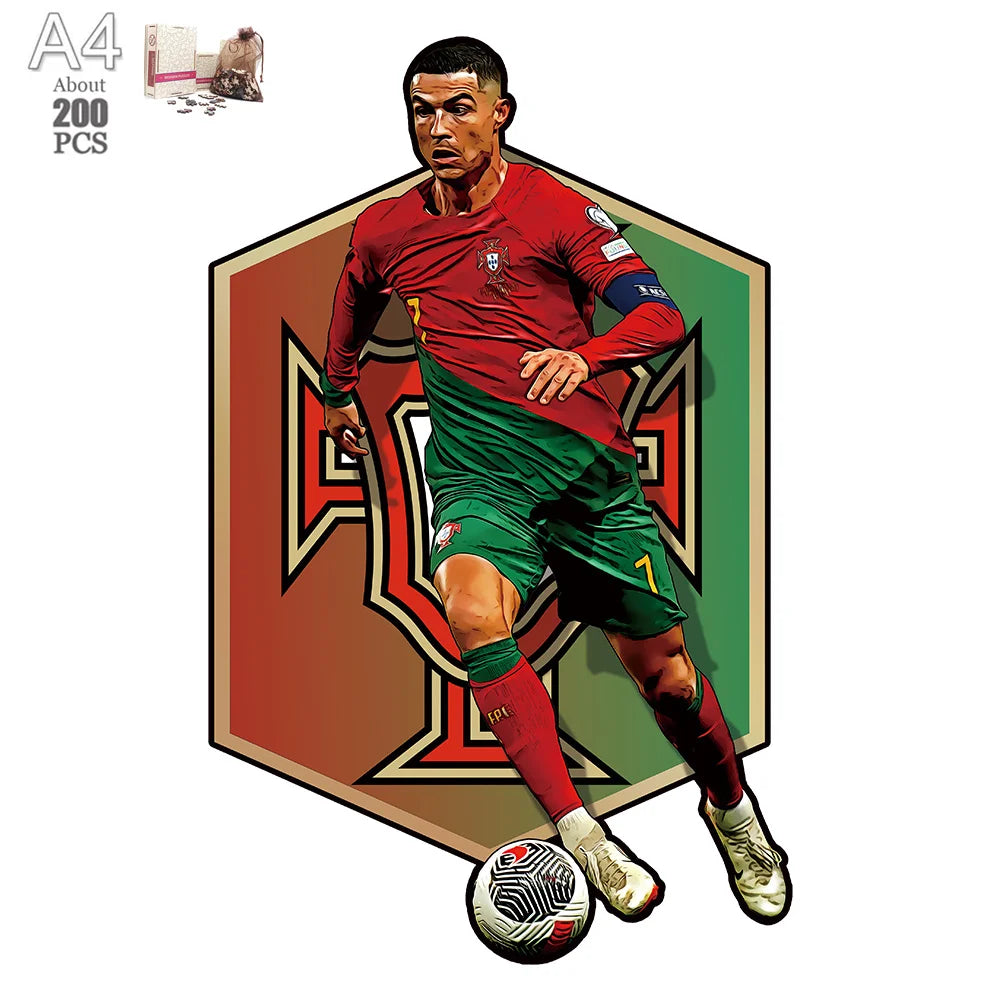 Soccer Player Wooden Puzzle for Football Fan Sports Star Wood Jigsaw Advanced Difficulty A3 A4 Size Puzzles