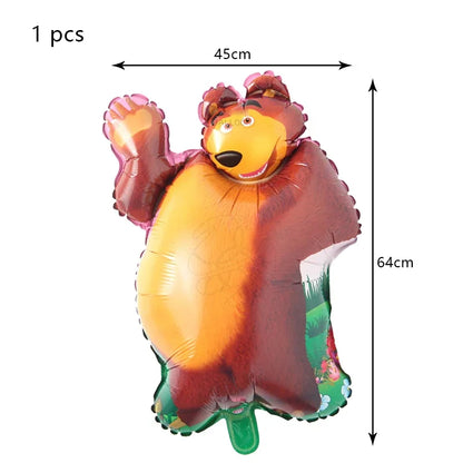 Mashas und Bär Geburtstag Party Dekoration Cartoon Thema Luftballons Kinder Event liefert Einweggeschirr Hintergrund