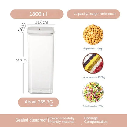 Kitchen Storage Plastic Storage Jar Clear Food Grade Airtight Seal for Kitchen Snacks Cereals Beans Kitchen Storage Organizer