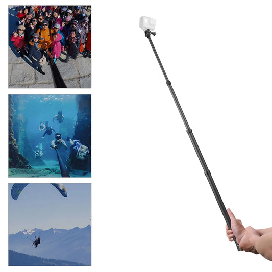 Carbon Fiber Selfie Stick Adjustable Extension Pole with 1/4 Inch Screw Replacement for One X/ One X2/ One R Panoramic Camera.