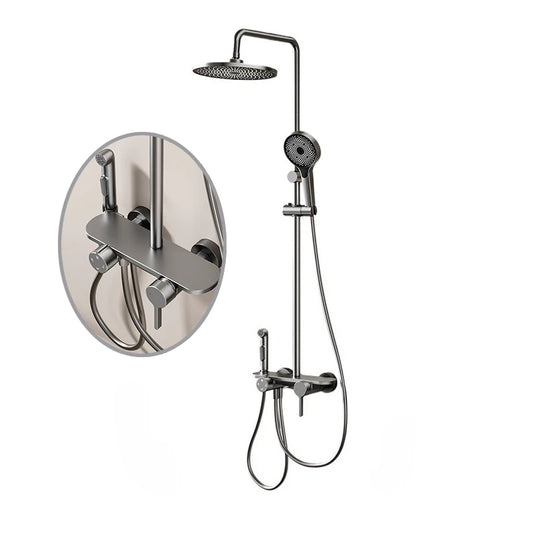 Four Ways Water Outlet Shower System Rainlfall Pressurized Sunflower Shower Set Wall Mounted Hot Cold Bathroom Shower Faucet Set