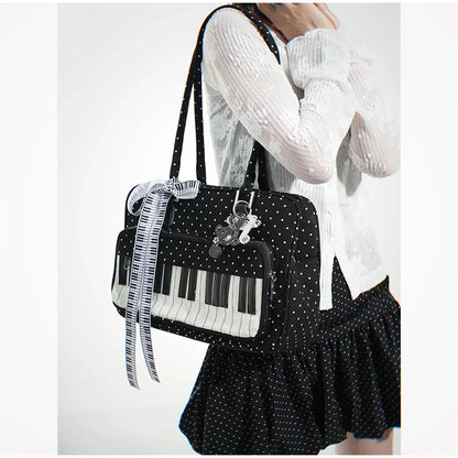 Fashion Polka Dot Ladies Piano Bag New Style Niche Underarm Shoulder Bag Sweet Personality Piano Backpack Women's Bag Square Bag