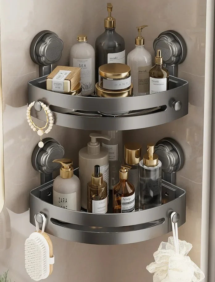 Waschraum-Saugnapf ohne Stanzen, dreieckiges Lagerregal, Badezimmer, Toilette, Ecke, Handtuch, Duschgel, Lagerregal