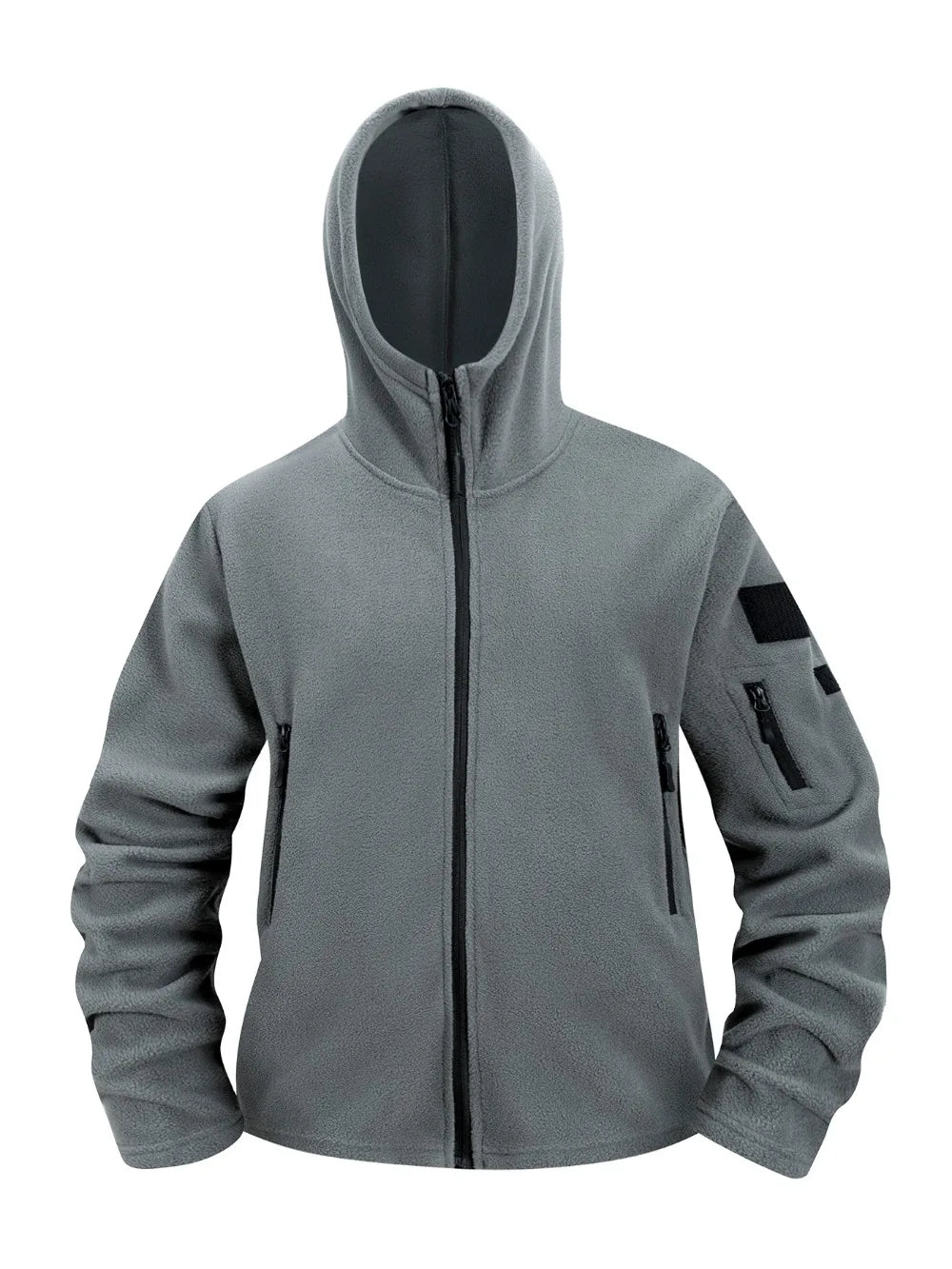 Autumn Winter Polar Fleece Warm Hooded Jacket Mens Full-Zip Up Windproof Hooded Coat Outdoor Loose Casual Fleece Sweatshirt.