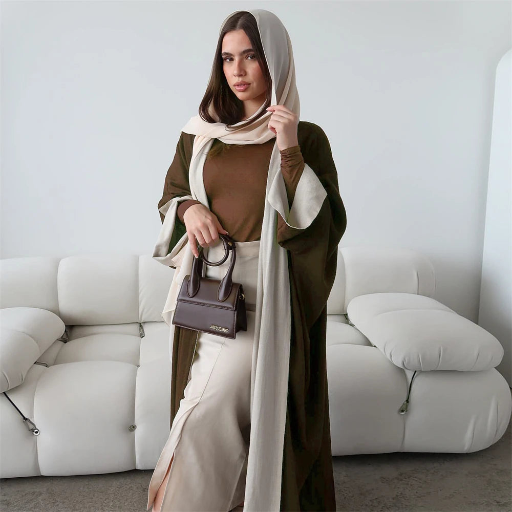 Open Modest Kimono Abaya Dubai Luxury Muslim Cardigan Coat Abayas for Women Islam Kebaya Caftan Marocain Robe Femme Musulmane.