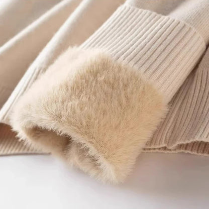 Men‘s Thermal Fleece High-neck Sweater Winter Turn-down Collar Fleece-lined Knitted Pullover Casual Keep Warm Thick Bottom Tops.