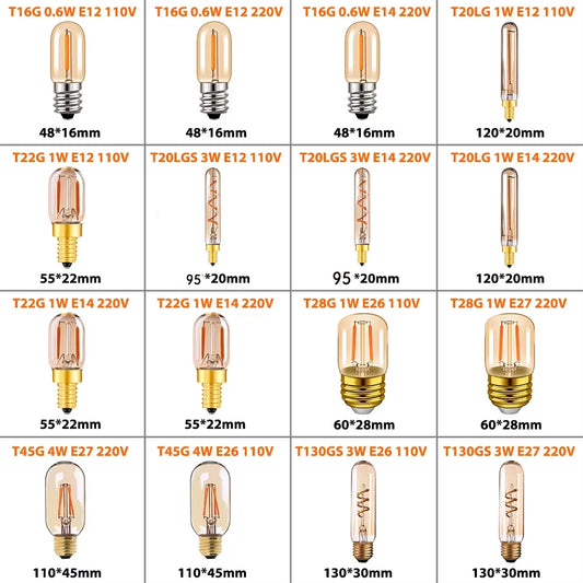 E14 E27 LED Bulb 220V Vintage Edison Filament Light Ampoule Lighting Candle Tube Lava Lamp Chandelier Replace Bulbs Home decor.