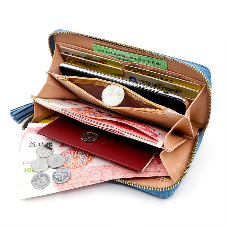 Zipper Money Coin Purse Women Card Holder Long PU Leather Clutch Wallet Large Capacity Lady Wristlet Phone HandBags Money Pocket.