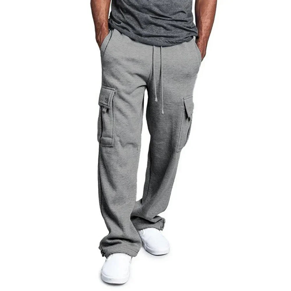 Men's Cargo Sweatpants Autumn Long Pants Loose Sport Fit Jogging Overalls Joggers Sweat Pocket Pants Cargo Trousers Streetwear.