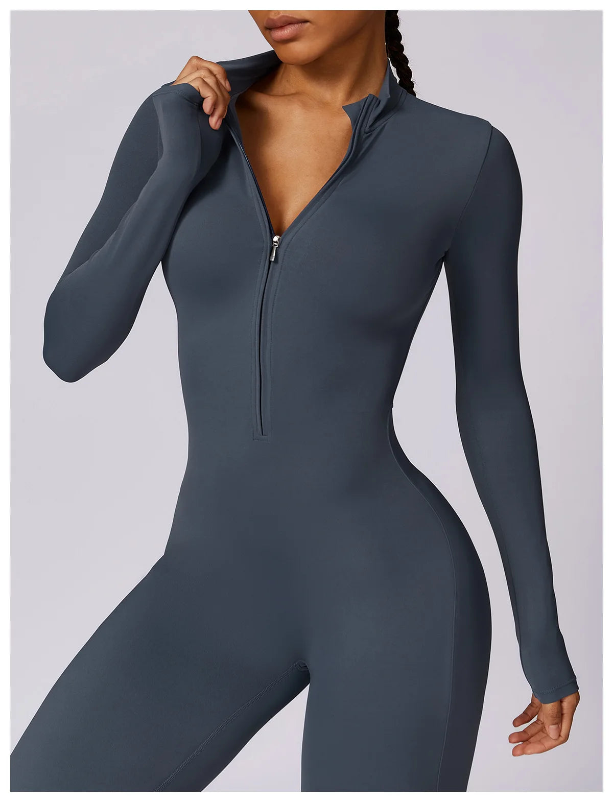 Zipper Long Sleeve Jumpsuit Gym Sportswear Women Yoga Boilersuit Women Sports Jumpsuit Fitness Rompers Stretch Workout Bodysuits