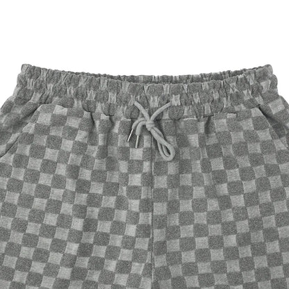 European and American Oversized Fashion Brand Men's Summer New Chessboard Plaid Loose Sports and Leisure Two-Piece Set