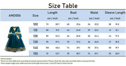 Girls Merida Cosplay Princess Dress Children Stage Performance Clothes Kids Halloween Carnival Party Long Sleeves Outfits