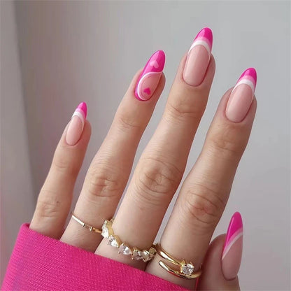 24Pcs Manicure Wearable Fake Nails Ballerina Removable Coffin Fake Nails Finished Women Girls Almond False Nails Art Decoration.
