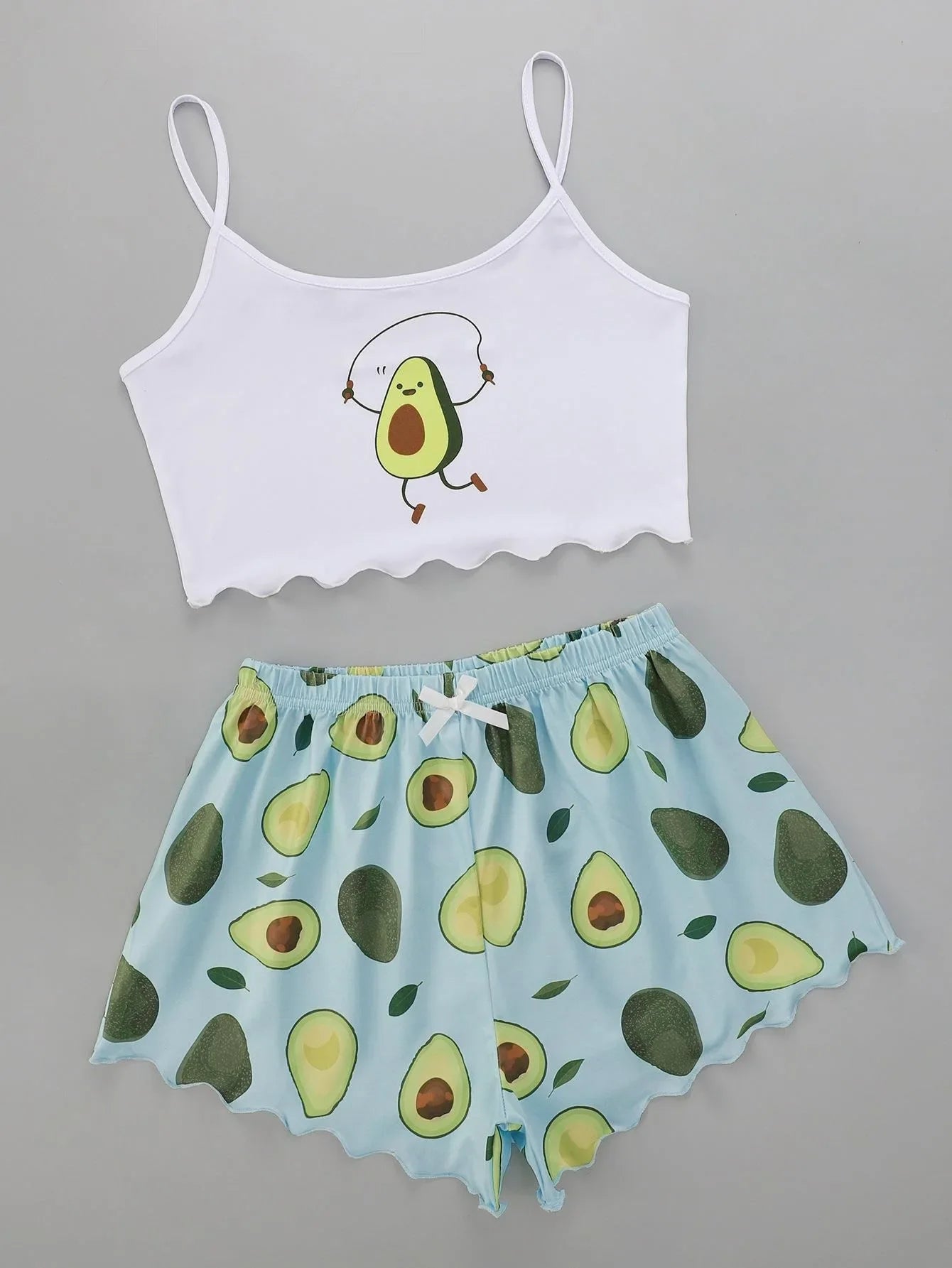 Avocado Print Leibchen mit Shorts Set Nachtwäsche Frauen Sommer Pyjamas Casual Sexy Dessous Nachthemd Homewear Unterwäsche.