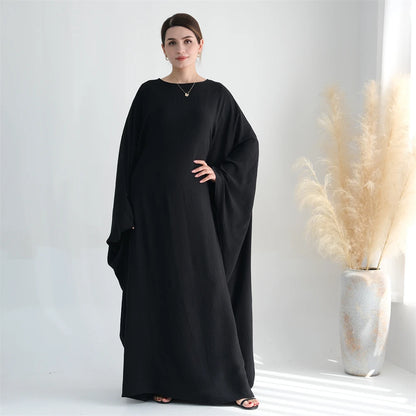 Ramadan Eid Soft Crepe Khimar Batwing Abaya Dubai Islam Muslim Modest African Dresses For Women Kaftan Kebaya Robe Femme Musulma