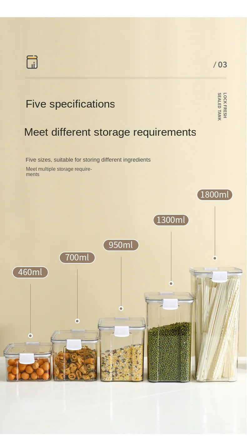 Large Capacity Waterproof Transparent Sealed Jar Multi-size Scene Kitchen Candy Dried Grain Storage With Lid Fridge Storage Tank.